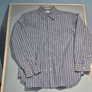 J. Crew Navy and White Striped Casual Shirt